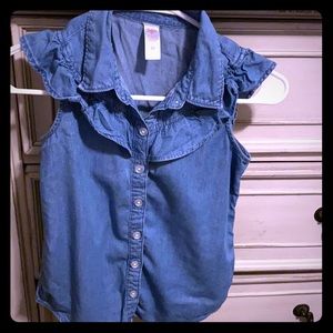 Denim ruffle shirt